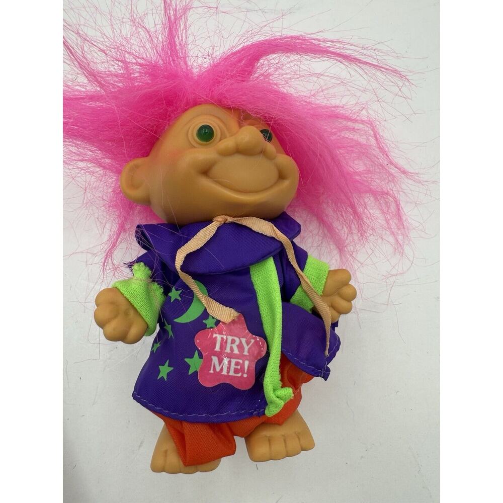 Vintage Troll Doll Non Working Talking Light Up Pink Hair Green Eyes 80s 90s